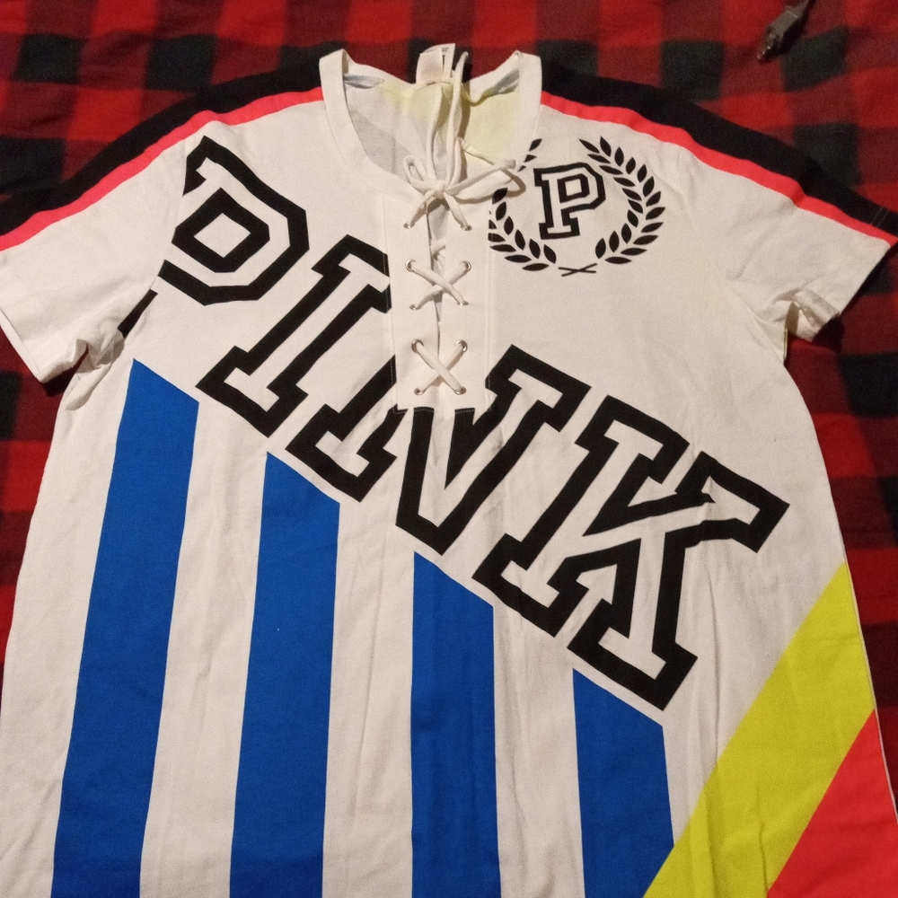 Colorful Graphic Lace-Up T-Shirt Pink VS